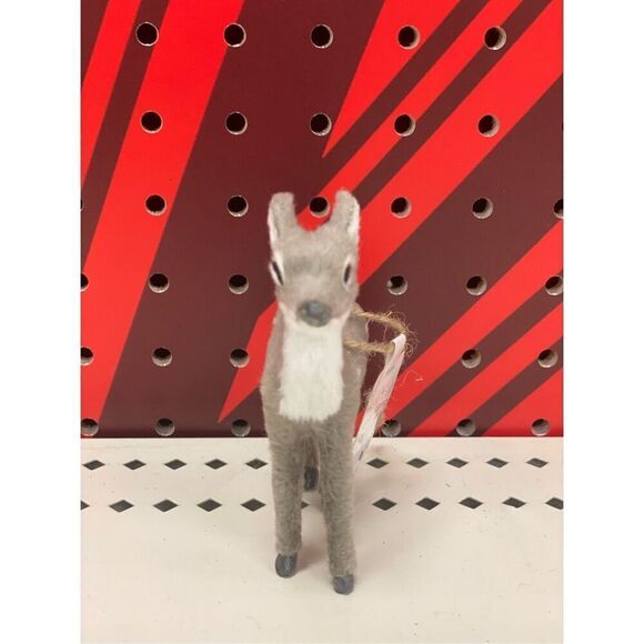 Target Faux Fur Deer Christmas Tree Ornament Gray with Spots Wondershop - Picture 2 of 4